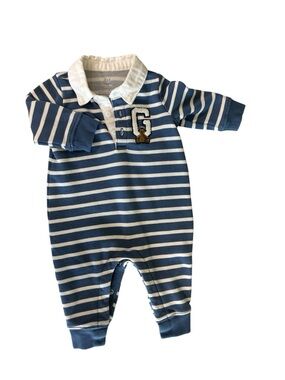 GAP Navy & White Striped Polo Footie